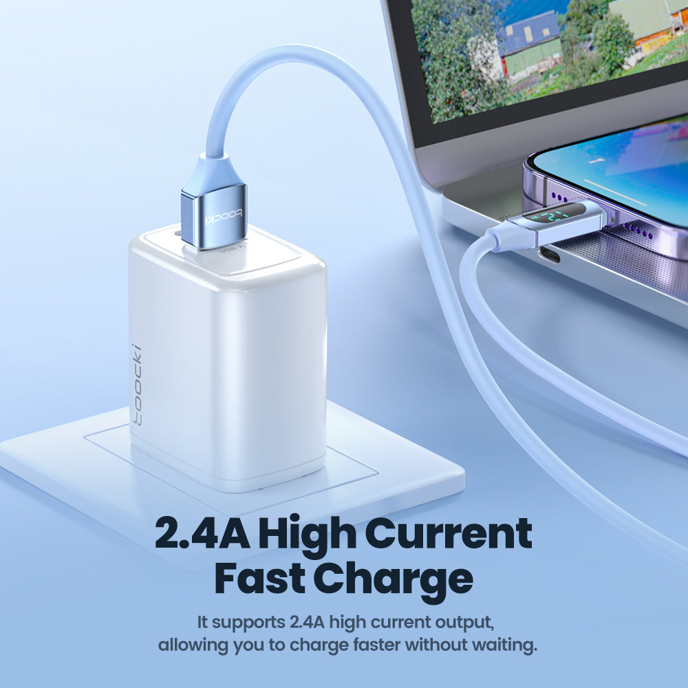 TOOCKI TQ-X55A1 2m Digital Display 2.4A USB to Lightning Liquid Silicone Data Cable TOOCKI TQ-X55A1 2m Digital Display 2.4A USB to Lightning Liquid Silicone Data Cable
